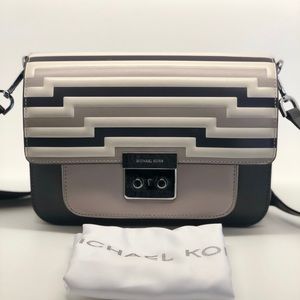 Michael Kors striped leather shoulder bag